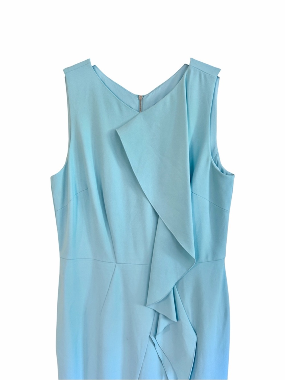 ANTONIO MELANI, WOMENS, BABY BLUE DRESS WITH A CASCADING FRONT RUFFLE. SIZE 8 - Picture 3 of 8